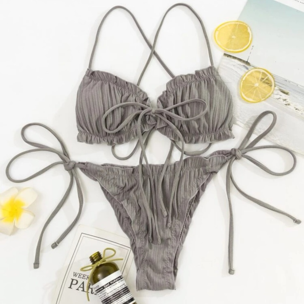 2/$25 Grey Ruched Bikini Set